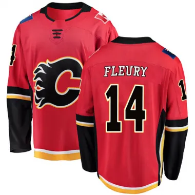 THEO FLEURY 95'96 Red Calgary Flames PHOTOMATCHED Set 1 Game Worn Used  Jersey